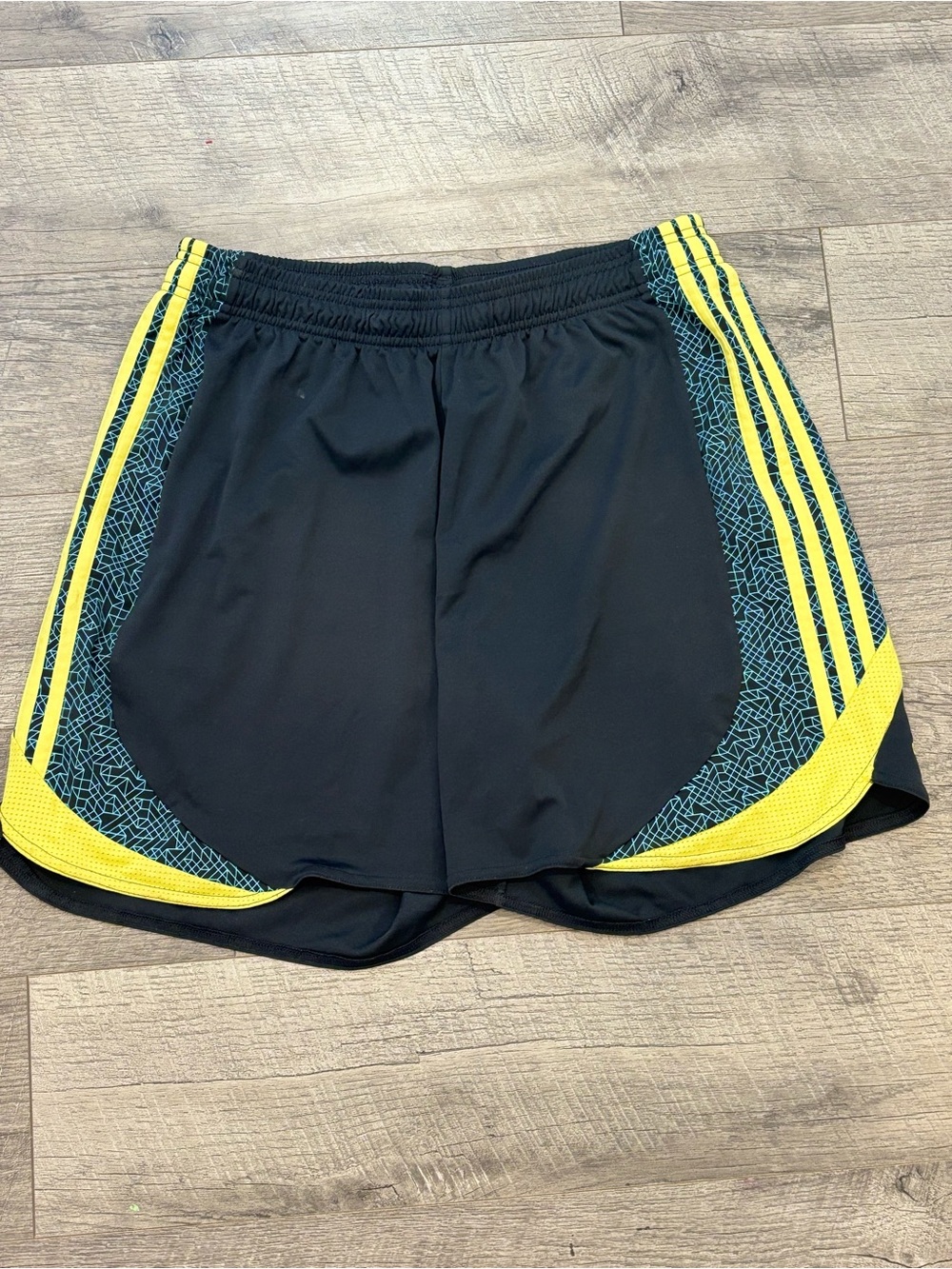 adidas Black Athletic Shorts with Yellow Trim